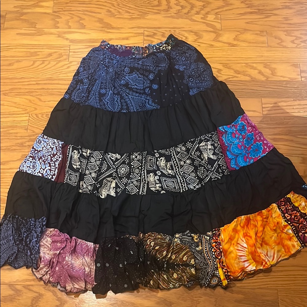 Bohemian Multi-Color Tiered Skirt